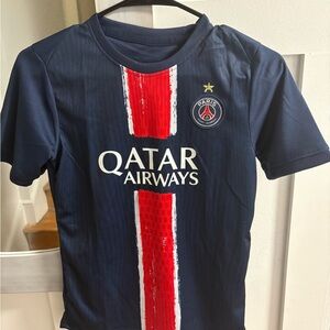 Others Follow Navy and Red Kids Football Jersey with Qatar Airways Logo